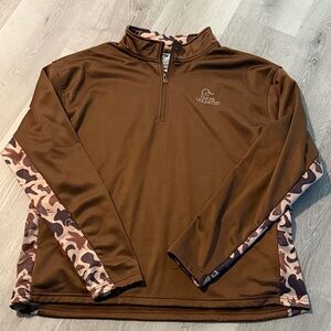 Brown Quarter-Zip Pullover with Camo Details